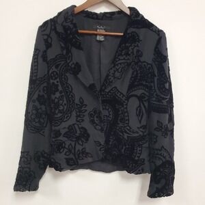 Eci Womens Silk Blend Velvet Burnout Whimsigoth Blazer Jacket Size 8 Witchy